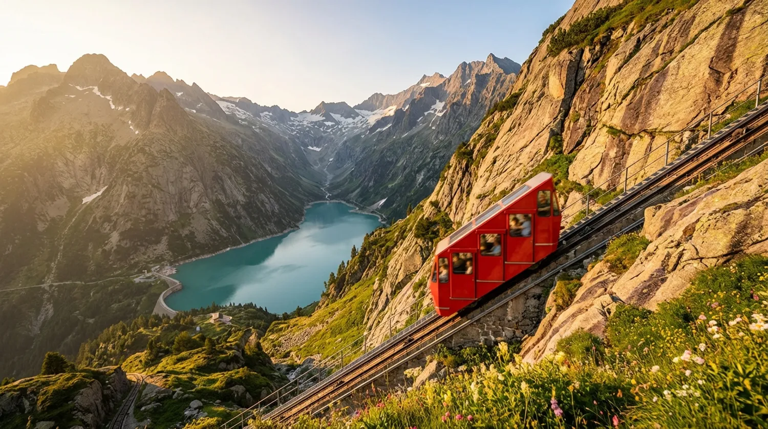Journey Up Europe's Steepest Funicular to a Hidden Alpine Lake